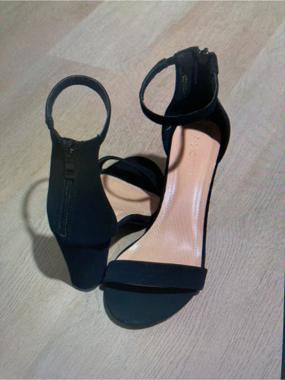 Black Ankle-Strap Block Heel Sandals